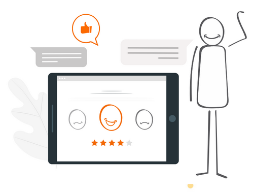 Solution de relation client upMyShop! qui permet de mesurer la satisfaction client.